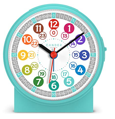 Cander Berlin MNU 1009 T Kinderwecker Wecker Kinder lautlos türkis geräuschlos Licht Snooze Tischuhr Beleuchtung Kinderzimmer Jungen Mädchen