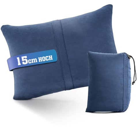 HIKENTURE Reisekissen Camping Kissen 40x30cm - [Aus zerkleinertem Memory-Schaum] - Travel Camping Pillow Nackenkissen - Campingkissen zum Schlafen - Campingkissen Camping Kopfkissen