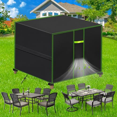 FORTRY Abdeckung Gartenmöbel Wasserdicht, Winterfest Schutzhülle, 420D Oxford Plane für Gartentisch Möbelsets Terrassenmöbel, Rechteckig Tischabdeckung 90x90x90cm