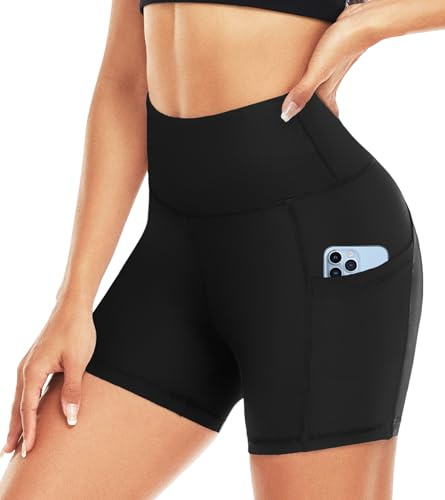 ACTINPUT Gym Shorts for Women High Waist Cycling Shorts with Pockets Best for Running Workout Yoga Sports