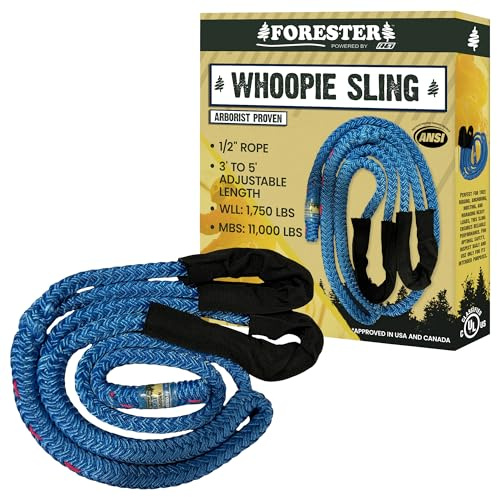 FORESTER Arborist Whoopie Sling - 1/2 x 3-5' Rigging Sling | Adjustable Length | Arborist Equipment | Climbing Sling | Anchor for Port A Wrap