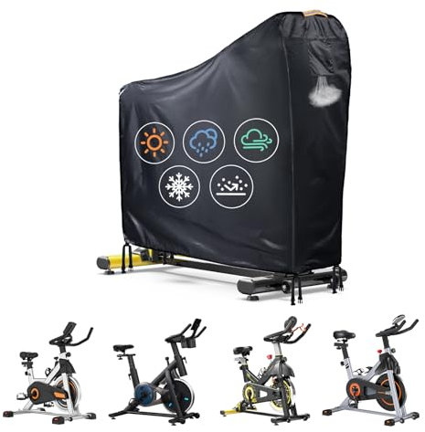 Funda Bicicleta Estatica,Funda Bici Estatica Exterior Impermeable Exterior Con Rejilla Ventilación, Banda Impermeable, 4 Hebillas a Prueba de Viento, Funda Grande para Bicicleta Peloton Bike+ Schwinn