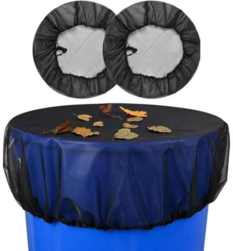 Roysmart Regentonnen Netz, 2 Stück Verstellbares Regentonnennetz Schutznetz, Regentonne Abdeckung mit Zugkordel, Wetterbeständiger Regentonne Schutz vor Laub, Stechmücken & Insekt (80cm)