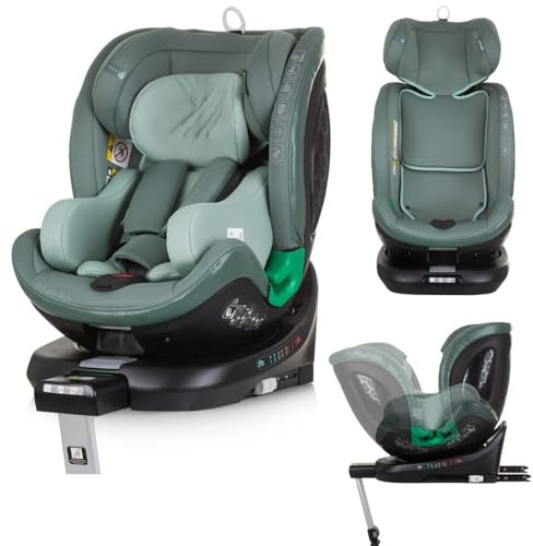 Chipolino i-Size barnstol, maximus (40–150 cm), isofix, stödben, roterbar, färg: grön