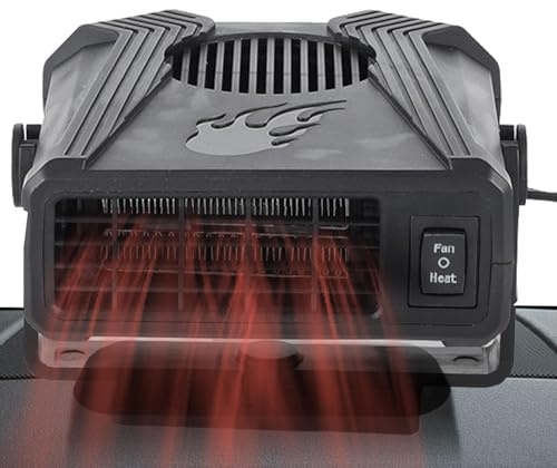 Déshumidification de pare-brise de voiture – Chauffage de voiture pratique | Ventilateur de voiture portable 150 W Chauffage 2 en 1 Refroidissement 12 V Réglable Plug In Chauffage Rapide Dégivrage