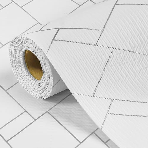 Gopas Drawer and Shelf Liner for Kitchen Cabinets Non-Adhesive, Non-Slip Cabinet Liner Shelf Paper Strong Grip Waterproof Easy to Clean for Kitchen Shelves Cupboard,Silver Rhombus,12IN X 20FT
