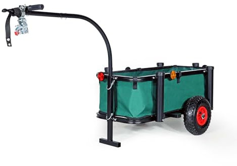 Wiltec Angelwagen mit Tasche, Angel Trolley bis 50 kg, Transportkarre mit 60 l Volumen, Bollerwagen mit Luftreifen, Transportwagen aus Stahl, auch als Lastenanhänger fürs Fahrrad