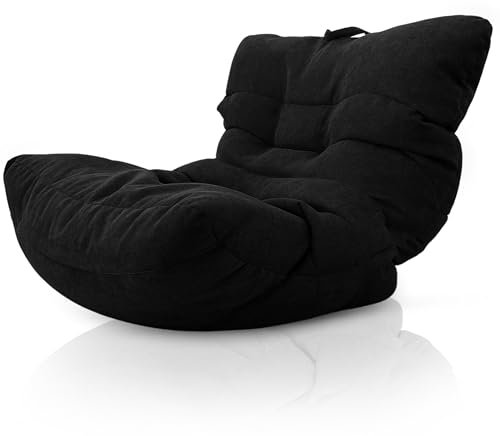 Aiire Fauteuil Pouf Salon Moderne - Pouffe Géant Interieur Adulte ou Ado avec Remplissage pour Décoration de la Chambre – Gros Bean Bag XXL ou Coussin de Sol Noir
