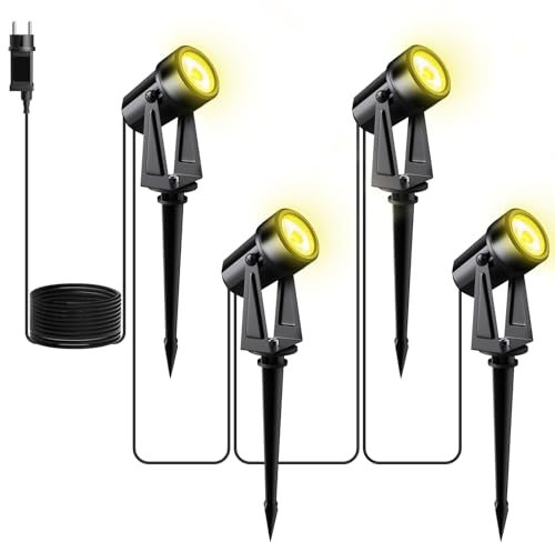 Yuusei Focos LED Exterior Conjunto de 4/14M, Blanco Cálido 3000K Foco LED Exterior, IP65 Impermeable Lámpara de Jardín Para al Aire Libre Patio árboles Césped
