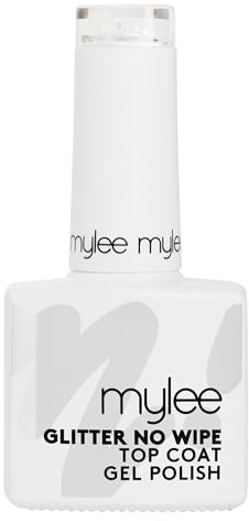 Mylee Gel Nail Polish Glitter No Wipe Top Coat 10ml - UV/LED Soak-Off Nail Art Manicure Pedicure for Professional & Home Use, Long Lasting & Easy to Apply, Vegan & Cruelty Free