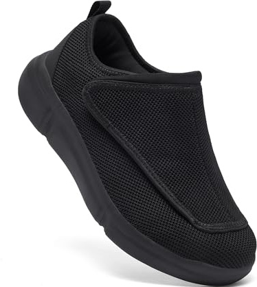 YINGCSM Zapatos para diabéticos para mujer, para personas mayores, ortopédicos, ligeros, con cierre de velcro, para pies hinchados, tallas 36-43, Negro , 36 EU Ancho