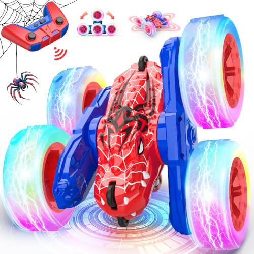 Macchina Telecomandata Spider Giocattolo, 360° Macchinina Acrobatica 4x4 con Luci Giochi Bambini Regalo Bambino Bambina 3 4 5 6 8 9 10 Anni Dinosauro Auto Radiocomandata Monster Truck Telecomandato