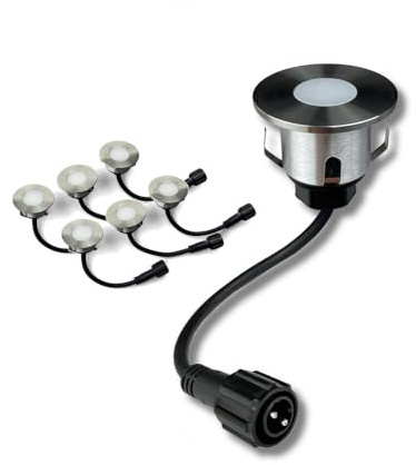 PRO CONNECT LED Bodeneinbaustrahler 6er Set Edelstahl Ø 4,5 cm 230V