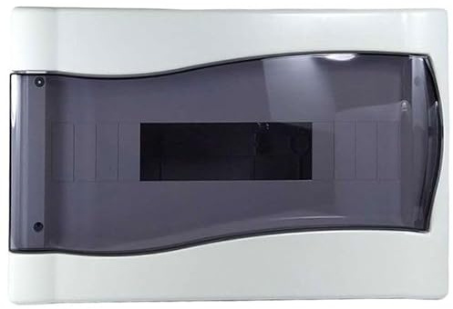 Salvavita Scatola elettrica Quadro Centralino da incasso a parete 16 moduli con porta trasparente IP40 con guida DIN 35 - bianco con porta fumé