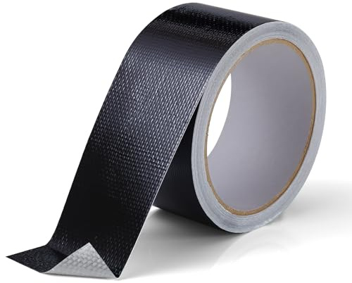 FIREWESS Lámina de aluminio para protección térmica, cinta de sellado metálica negra, de fibra de vidrio, para manguera y coche, 5 cm x 10 m