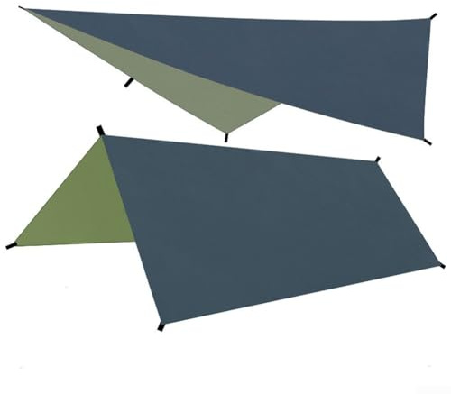 Yuanpgky Lona impermeable para tienda de campaña, poliéster 210T, con 6 puntos de amarre, 100 x 145 cm, incluye bolsa de almacenamiento (verde)