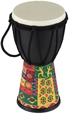 POENVFPO Tambour à Main en érable de qualité Supérieure de 4 Pouces, Bongo Africain Portable avec Construction en Fibre de PVC, Poignée Tissée pour Cours de Musique, Performances en Plein Air (Totem)