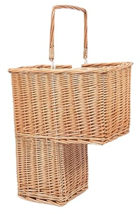 Stair Basket, Wicker Basket Woven Storage Bin with Handles Portable Step Storage Baskets Organizers for Stairs Large Rectangular Storages Baskets for Clothes and Bedding Home Office
