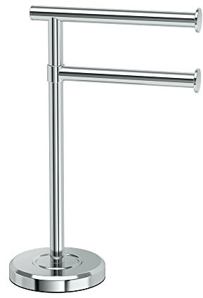 Gatco 1472C Latitude II Minimalist Bathroom Counter Top 2-Arm Pivot Hand Towel Holder, 12 Height, Chrome