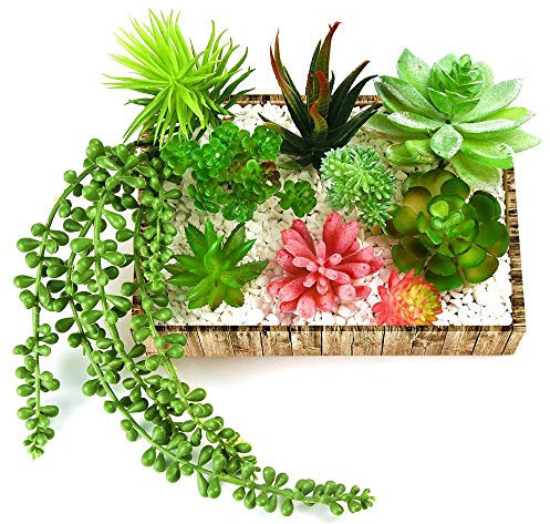 Kuuqa Künstliche Sukkulenten Blumen Pflanzen Hängende Stiele Heimdeko Innenbereich Garten DIY-Zubehör, 10 Stück