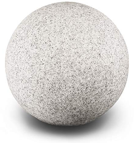 trendlights24 Stone IP65 Kugelleuchte für Garten - 50 cm Kugel Außenleuchte Naturstein Optik - E27 230V - winterfest - Erdspieße - mit LED 9W