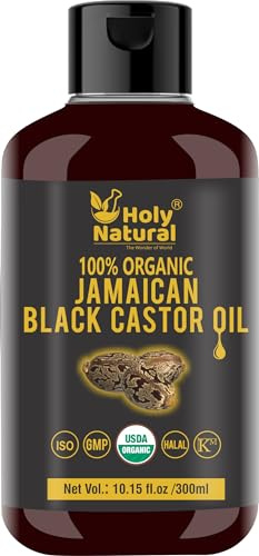 Organic Jamaican black Castor Oil (10.15 fl oz) USDA Certified, Traditional Handmade with Typical and Traditional roasted castor beans smell ,100% Pure black Castor Oil (No Additive, Non GMO)