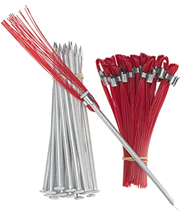 Trail Chasers Ground Marking Whiskers – Ready-to-Use 6-Inch Red Lightweight Survey Markers (25 Pack) for Sports Fields, Property Lines & Landscaping