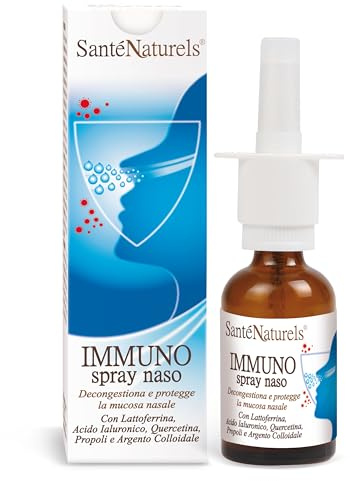 Immuno Spray Nasal ● 30 ml ● Spray nasal à base d’Acide hyaluronique, Lactoferrine, Quercétine, Propolis, Argent colloïdal et Aloe ● Décongestionnant naturel pour lavages nasaux et protection