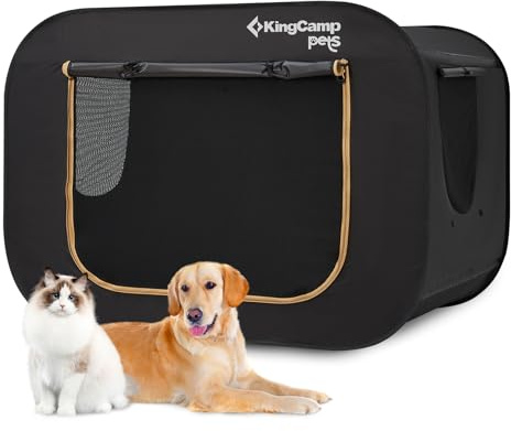 KingCamp Jaula para perros XXL para interiores y exteriores, tienda de campaña desplegable para mamá con cachorros, caja de viaje plegable para perros con tela Oxford 600D duradera, malla transpirable