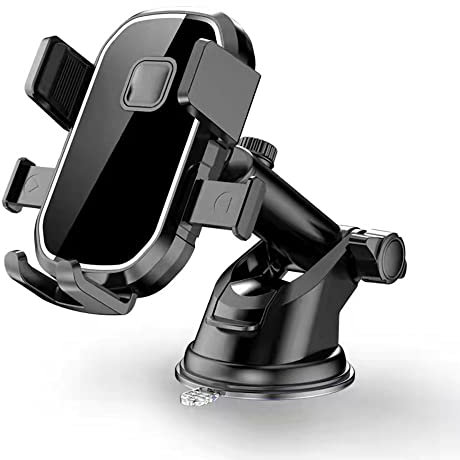 Soporte para teléfono para coche, brazo retráctil y soporte para teléfono para coche giratorio 360 ° con fuerte ventosa adhesiva, apto para salpicadero del coche y la mayoría de smartphones