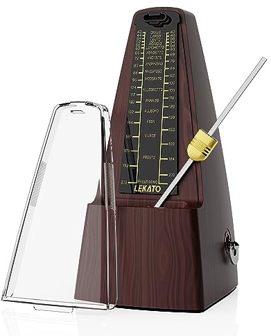 Metrónomo mecánico - LEKATO Metrónomo tradicional universal para piano guitarra bajo ukelele batería violín y otros instrumentos musicales - Alta precisión, ritmo preciso (marrón)