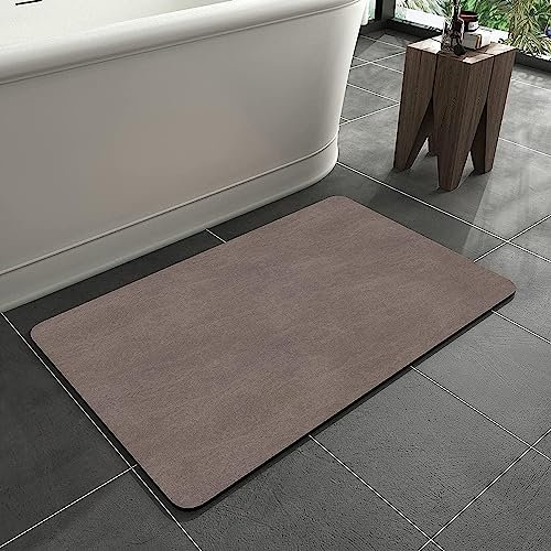 KAZOLEN rutschfeste Badematte Super Absorbierende Badezimmerteppich: dünn 43 x 70 cm Waschbar schnelltrocknende Badvorleger Duschvorleger für Dusche, Badewannen und Badezimmer, Toilette, braun