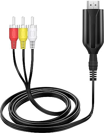 Convertidor HDMI a RCA, Adaptador HDMI a RCA AV CVBS Compatible con 4K 30Hz, Compatible con PAL NTSC para Televisores Antiguos, Proyectores, TV Box, DVD