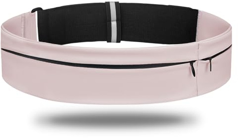 LELE LIFE Ceinture de course à 2 poches, sac banane ultra léger résistant à la transpiration pour homme et femme, sac banane réglable, ceinture porte-monnaie, support de téléphone pour coureurs,