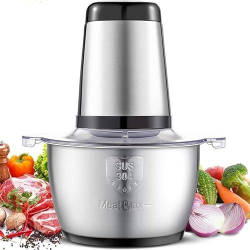 Picadora de carne con triple cuchilla y recipiente de acero inoxidable 304 (2L)