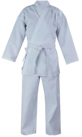 PROSTYLE SPORTS Kids, Adult, White Student Training & Sparring Uniform Suit, Martial Arts Uniform With Elasticated Waistband With White Belt Karate Gi-6oz (100cm - 109cm (Height: 3'3 - 3'6)