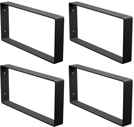 Amig - Pack de 4 Soportes Rectangulares para estantes Industriales - 126 x 261 x 30 mm - Acero Negro Mate - Soporte Estantería Pared - Diseño Funcional y Resistente - Ideal para Estanterías de Pared