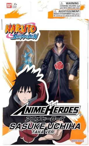 BANDAI - Anime Heroes - Naruto Shippuden - Figurine articulée 17 cm - Sasuke Taka - Licence Officielle Naruto Shippuden - Figurine d'action articulée Sasuke Uchiwa Version Taka - 36967