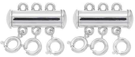 QUARKZMAN 2 Piezas Cierre de Cadena en Capas 3 Hebras Plata | Conector de Cadena, Cierre de Bloqueo de Tubo Magnético Deslizante, para Hacer Cadenas en Capas