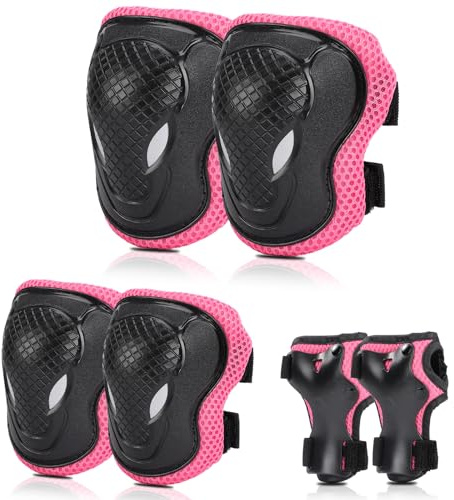Bursunly Knieschoner und Protektoren Set für Kinder - Verstellbare Schützer für Inliner, Fahrrad, Skates, Scooter, Rollschuhe