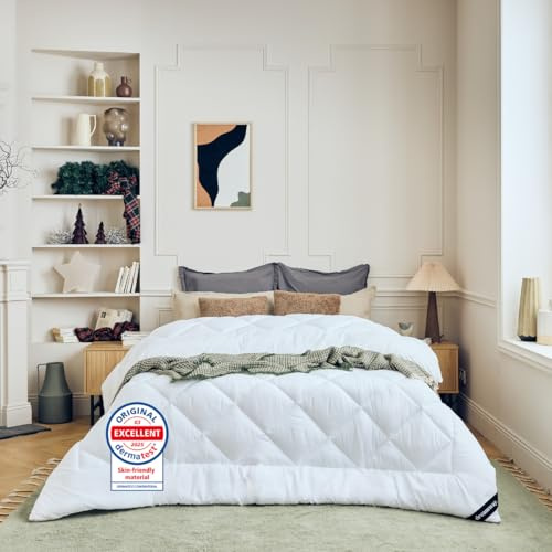 DREAMWAY Couette Hiver Chaude 200x220-450GSM épaisse et Respirante - Microfibre Polyester - Lavable à 60°C - Certifiée Oeko-Tex - Lit 2 Personnes