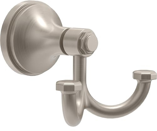 Franklin Brass Woodruff (1-Pack) Towel Hooks Satin Nickel Double Bathroom J Hooks Wall Mounted for Robes & Towels Hand Towel Hook Holder Kitchen, Bathroom Accessories WDRF35-SN