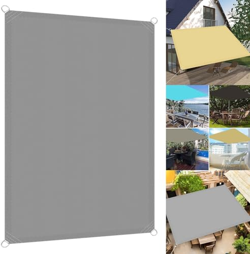 Tenda parasole rettangolare, 3,5 x 8,5 m, resistente ai raggi UV, per esterni, giardino, patio, prato, antipolvere, antivento, grigio chiaro, per ombra e attività all'aperto.