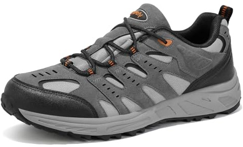 Kricely Låga vandringsskor herr promenader stående sko klättring bergsklättring utomhus trekkingsko trailsko herr för sportsneakers, Färg: grå, 42 EU