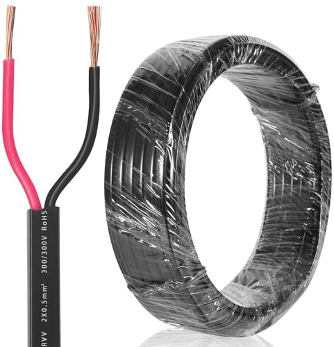 SPARKMOTO Cable de 2 Hilos para Remolque 10M, Cable Plano de 2 núcleos para Pilotos Remolque,80V 48V 24V 12V Cable Luces Remolque 2 Polos,Cable eléctrico para vehículo 2 x 0,5 mm²