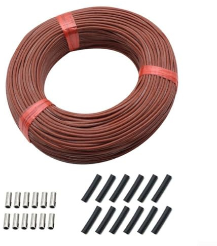 Zilimontt Câble de chauffage au sol en fibre de carbone 12 K avec résistance de 33 ohm/m pour systèmes de chauffage au sol intérieur, isolation en caoutchouc de silicone, 200 °C (60 m)