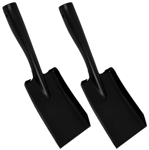 Levemolo Lot de 2 Pelles à Cendres en Acier Manganèse Mini Pelles Compactes pour Cheminée et Barbecue Résistante à L’Oxydation Poignée Ergonomique Outil de Nettoyage Portable pour Jardin