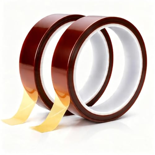 Cinta Kapton de Alta Temperatura, 2 Rollos 20 mm x 33 m, Cinta Térmica Resistentes al Calor para Sublimación, Protección de Circuitos y Aplicaciones de Alta Temperatura