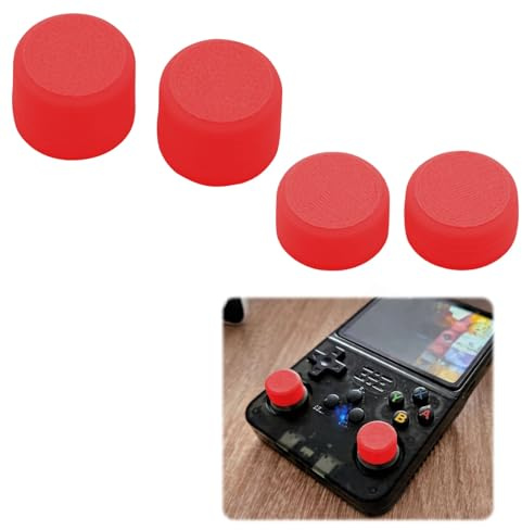 Joystick tumgrepp kompatibla med R36S handhållen konsol, upphöjda TPU-lock (röd)