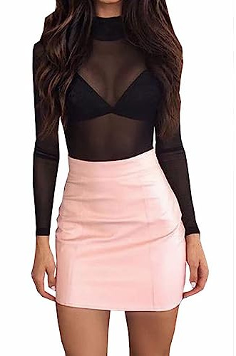 Loalirando Crop Top a Manica Lunga Maglia Ragazza Donna Tumblr Collo Alto Trasparente Serata Clubwear Sottile Casual